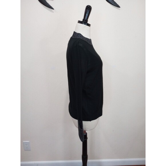 NEW! Club Monaco Wool Blend Black & Silver Metallic Sweater - L - $129 - Picture 4 of 12